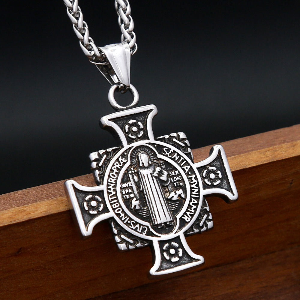 Punk Cross Stainless Steel Men's Pendant Necklace