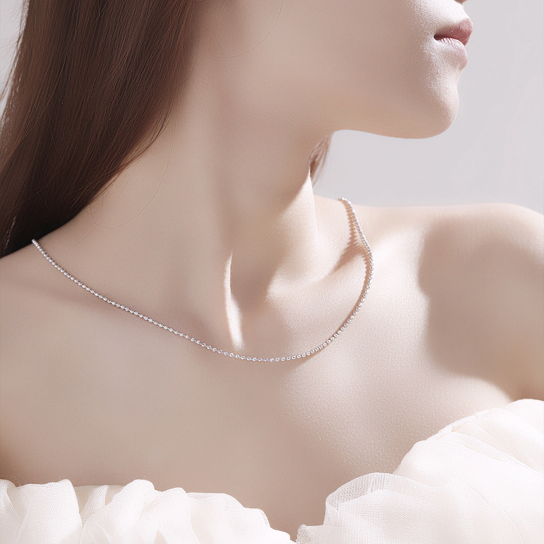 S925 Sterling Silver Laser Bead Necklace