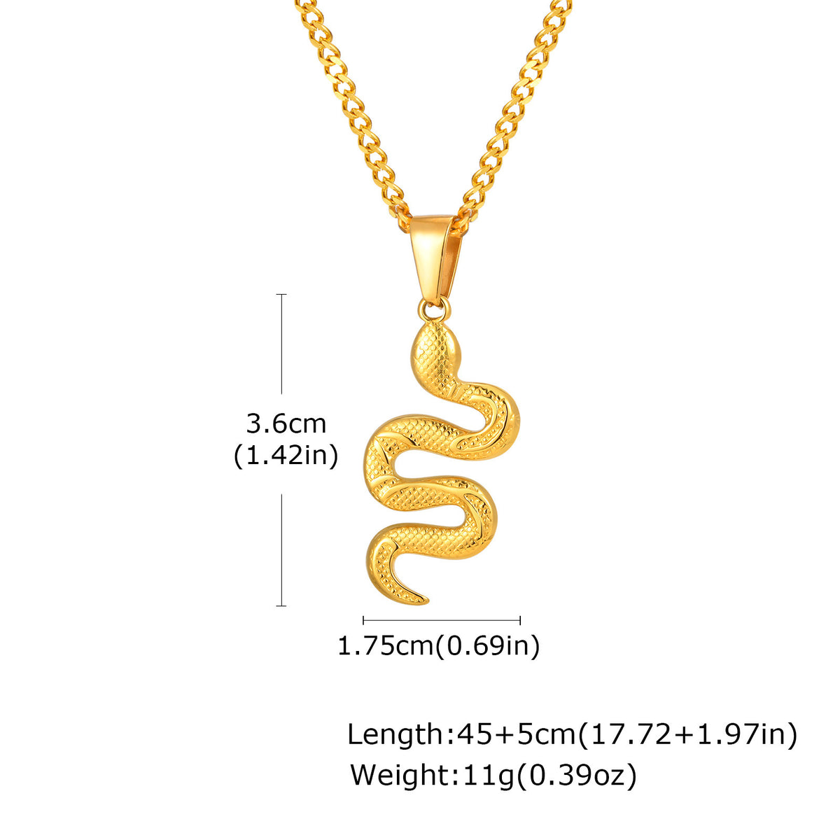 Sculpted Snake Pendant Necklace — 3 Finishes