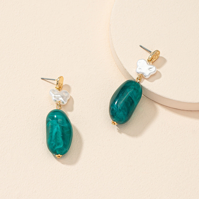 Muted Elegance: Dark Green Acrylic Butterfly Earrings