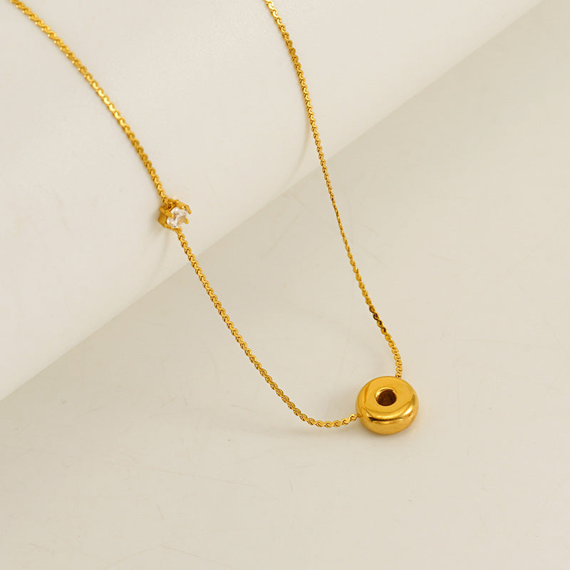 Planderful Jewelry Simple Chubby Bubble Letter Necklace Stainless Steel Personalization Pendant