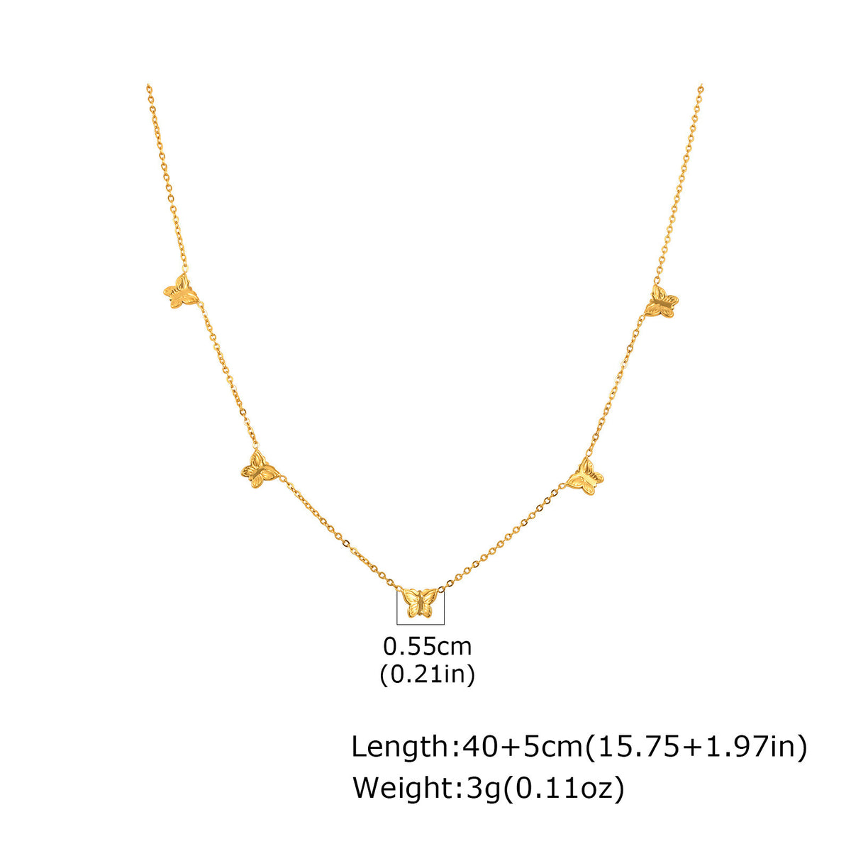 Wind Stainless Steel Girl Sweet Delicate Collarbone Chain Flower Butterfly Heart Necklace