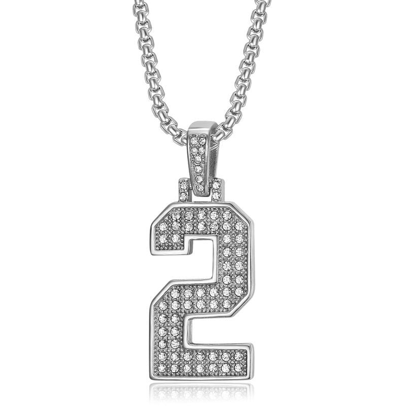 Planderful Everyday Genie Hiphop Stainless Steel Gold Plated Zircon 0to9 Digital Pendant Necklace For Men