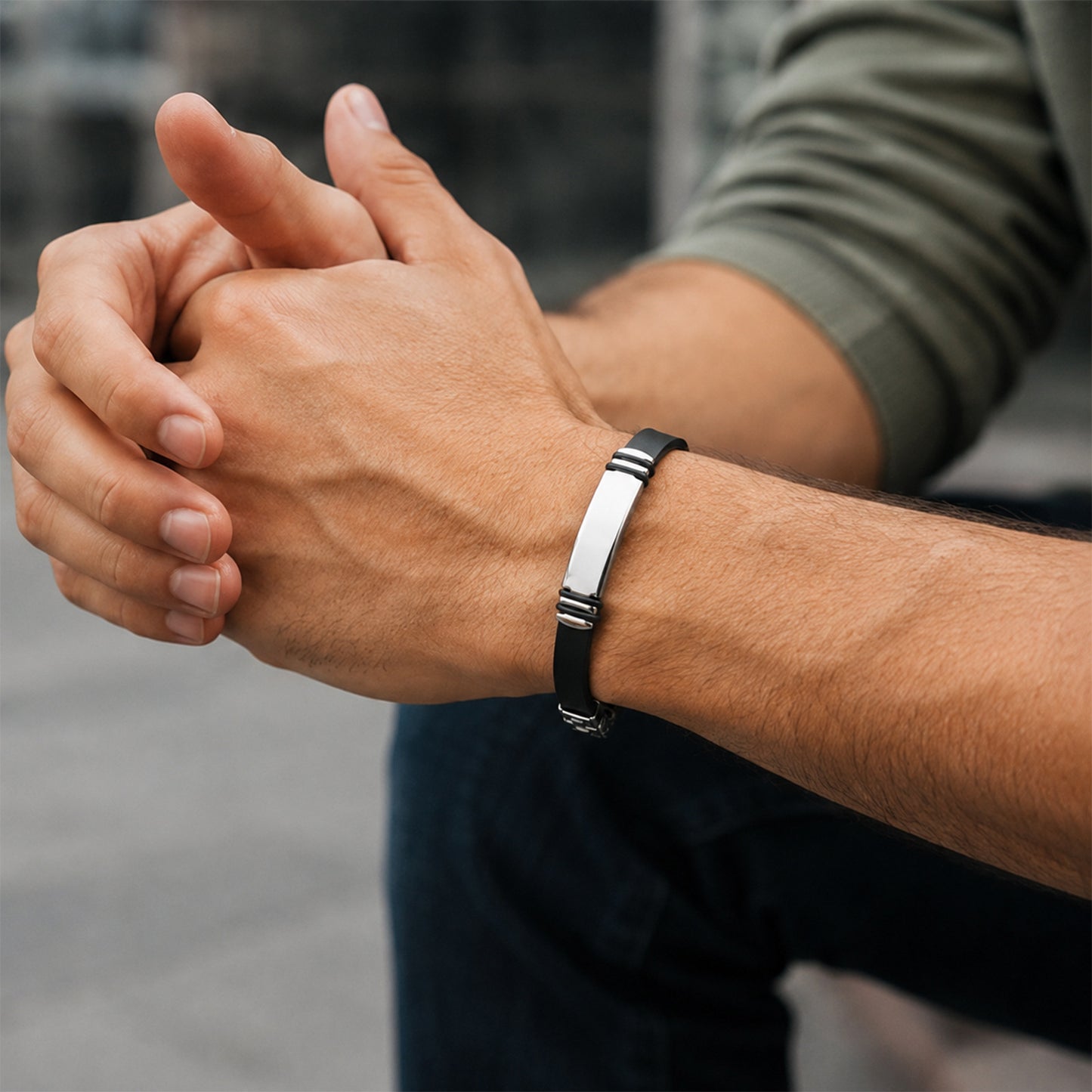 Men's Stainless Steel Buckle Silicone Wristband From Planderful Everyday Genie For Modern Unisex Durable Business