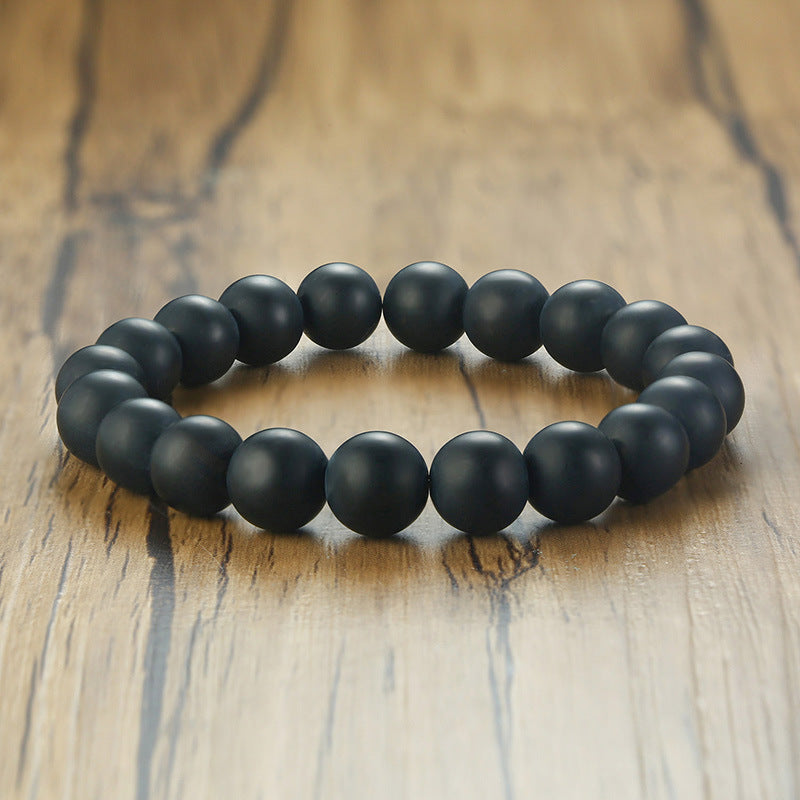 New Arrivals Black Agate Stone Men's Bracelet Wholesale