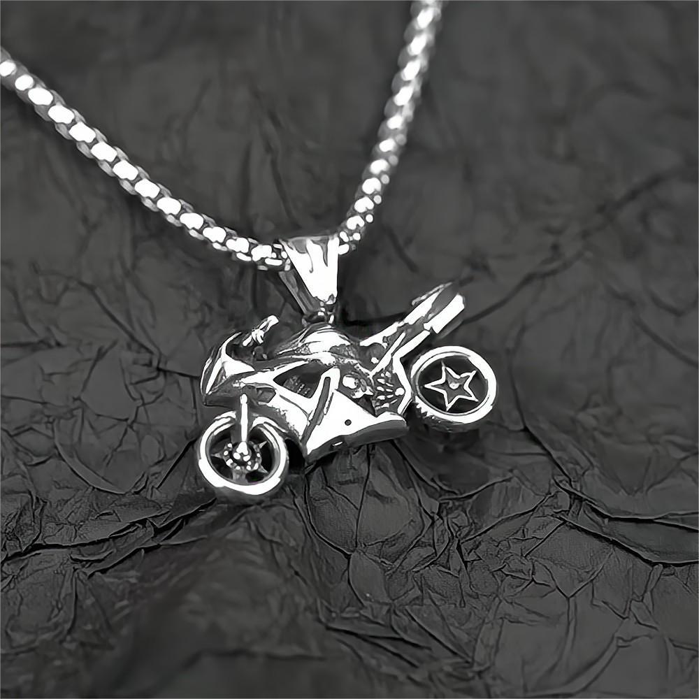 European And American Jewelry Wholesale Titanium Steel Men's Pendant Necklace Retro Hip-Hop Motorcycle Tag