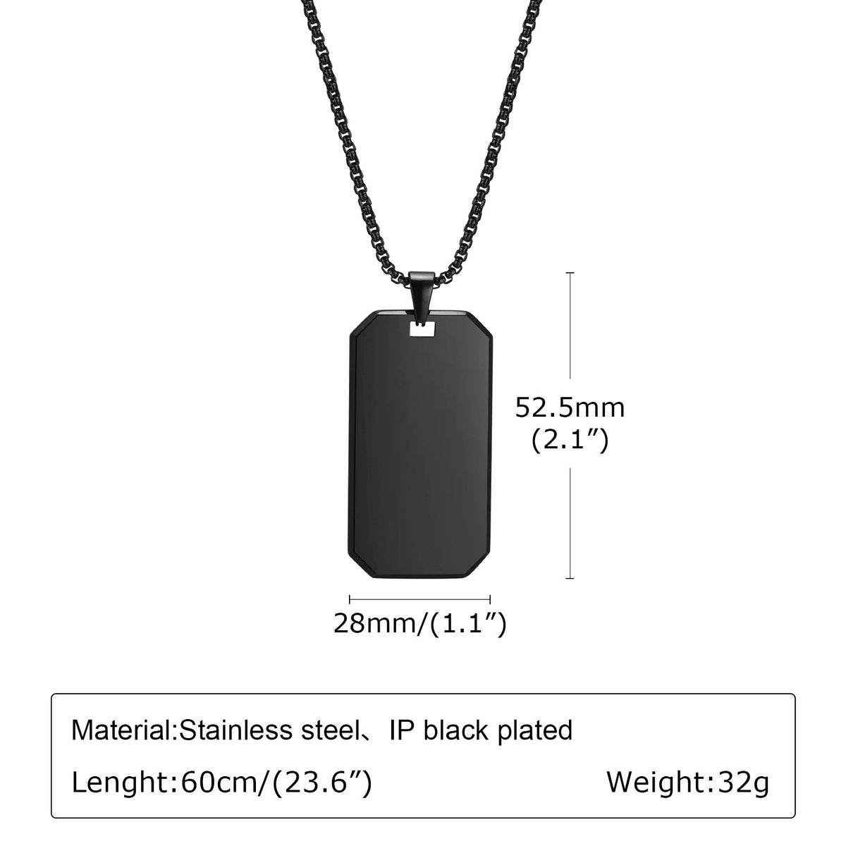 Dog Tag Stainless Steel Necklace for Men
