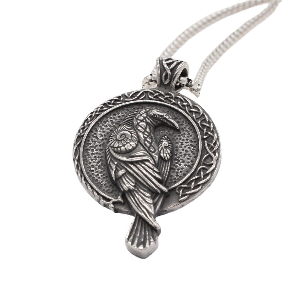 Viking Celtic Crow Pendant Titanium Steel Men Unisex Necklace Personalized Protection Statement Planderful