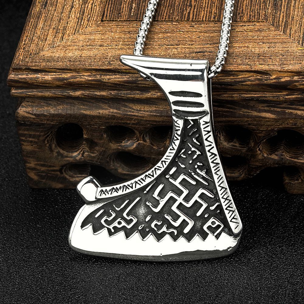 European And American Jewelry Wholesale Titanium Steel Men's Pendant Retro Viking Axe Necklace