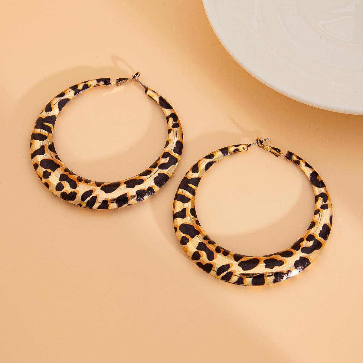 Geometric Metal Circle Earrings Leopard Print Bold Statement For Women By Planderful Vienna Verve