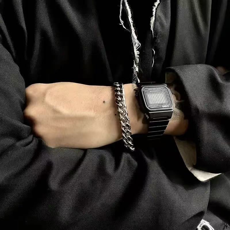 Planderful Jewelry Unisex Titanium Steel Bracelet Set Two Piece Minimalist Modern Everyday Luxury