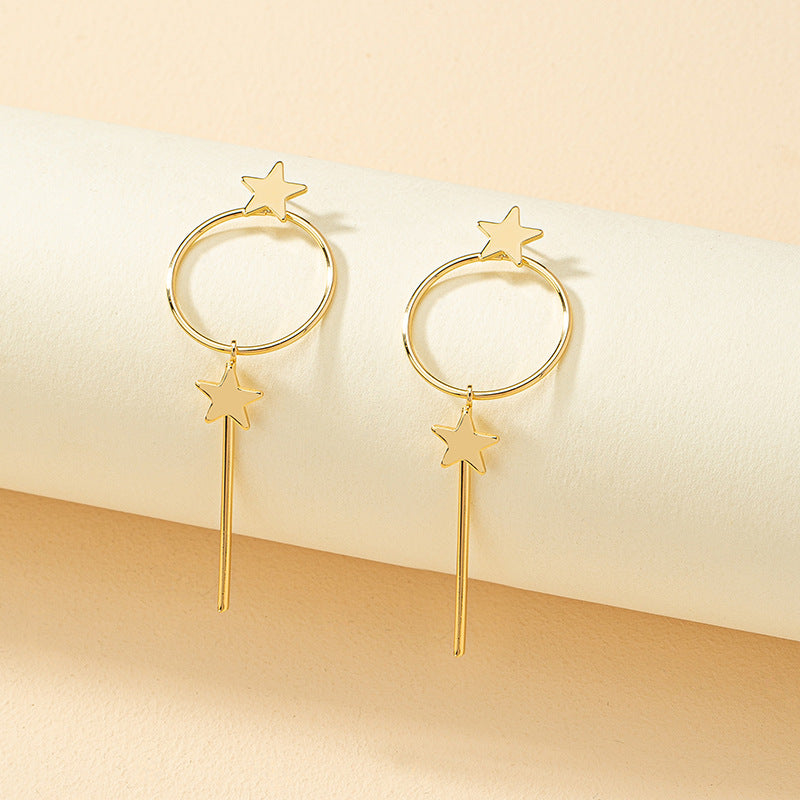 Luxury Metal Geometric Star Statement Earrings - Vienna Verve Collection