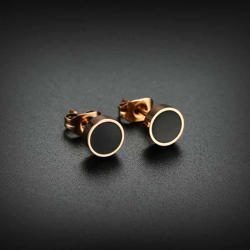 10MM Titanium Steel Acrylic Stud Earrings Rose Gold Fashion
