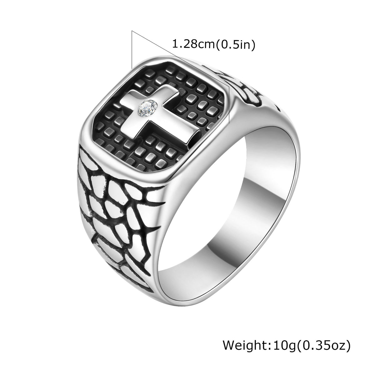 Stainless Steel Men's Zircon Cross Casting Ring – Europe & America