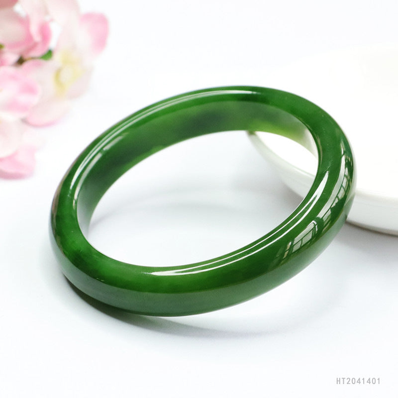 Spinach Green Hetian Jasper Bracelet