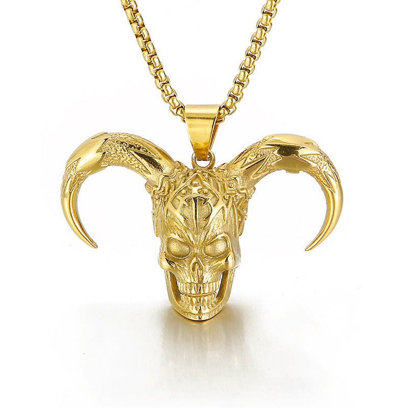Skull Croissant Men's Pendant in Titanium Steel - Hip-Hop Chic for Men