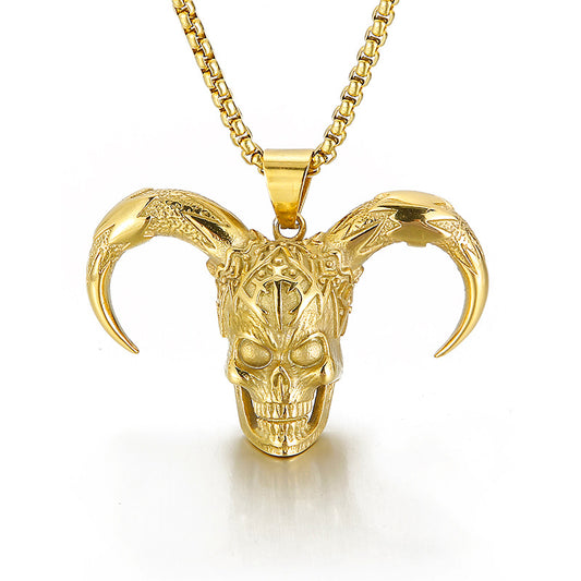 Skull Croissant Men's Pendant in Titanium Steel - Hip-Hop Chic for Men