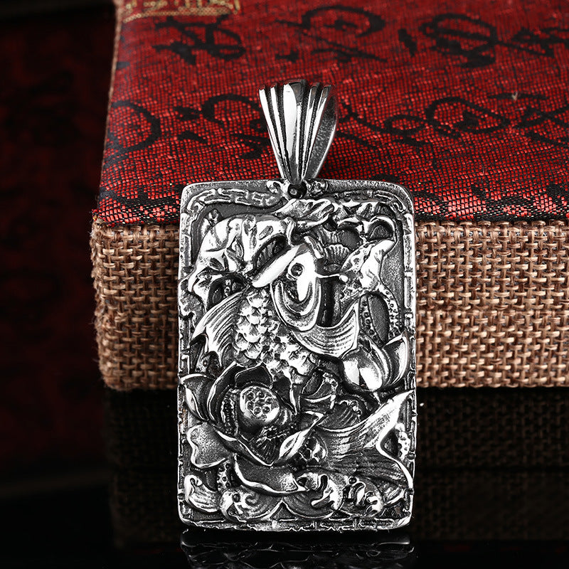 Retro Unicorn Koi Titanium Steel Pendant for Men - Cross-Border European and American Design