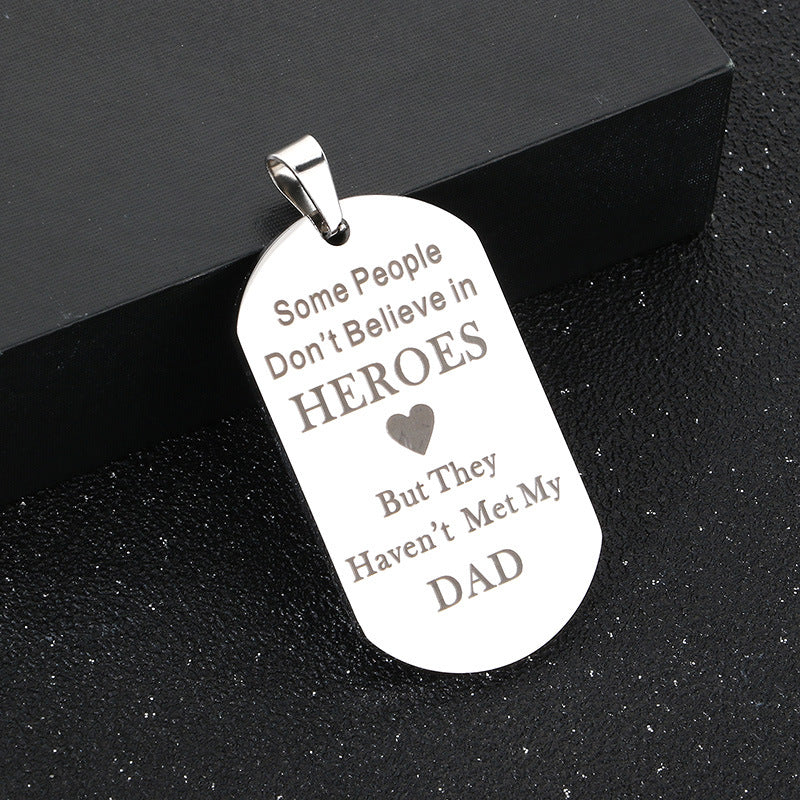 Planderful Personalized Dad Necklace Laser Engraved Gift Men