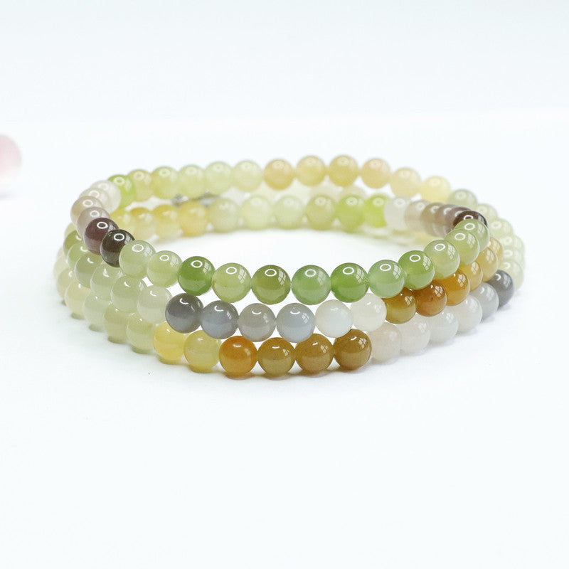 Natural Hotan Jade Colourful 108 Buddha Beads Necklace Beads Jade