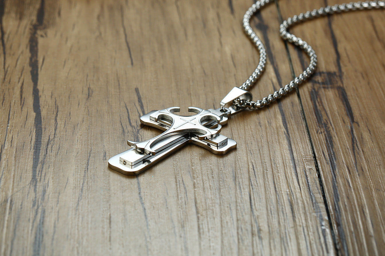 European And American Jewelry Titanium Steel Cross Necklace Pendant Wholesale For Men