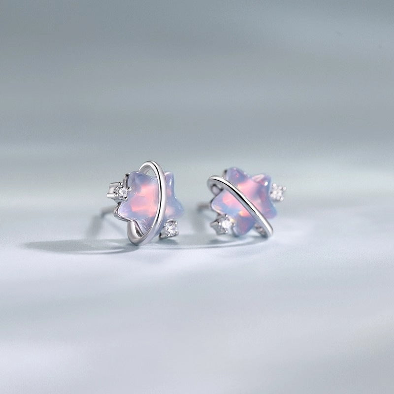 Planderful Sterling Silver Colorful Star Stud Earrings For Women Premium Luxury Fashion Jewelry Autumn Winter