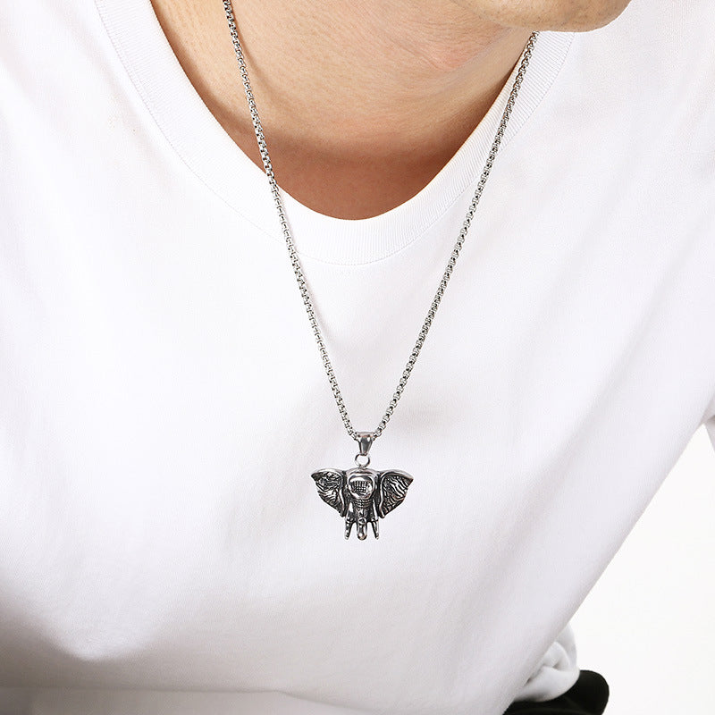 Animal Elk Cobra Dinosaur, Halloween Spider Horns Skull Titanium Steel Men's Pendant Necklace