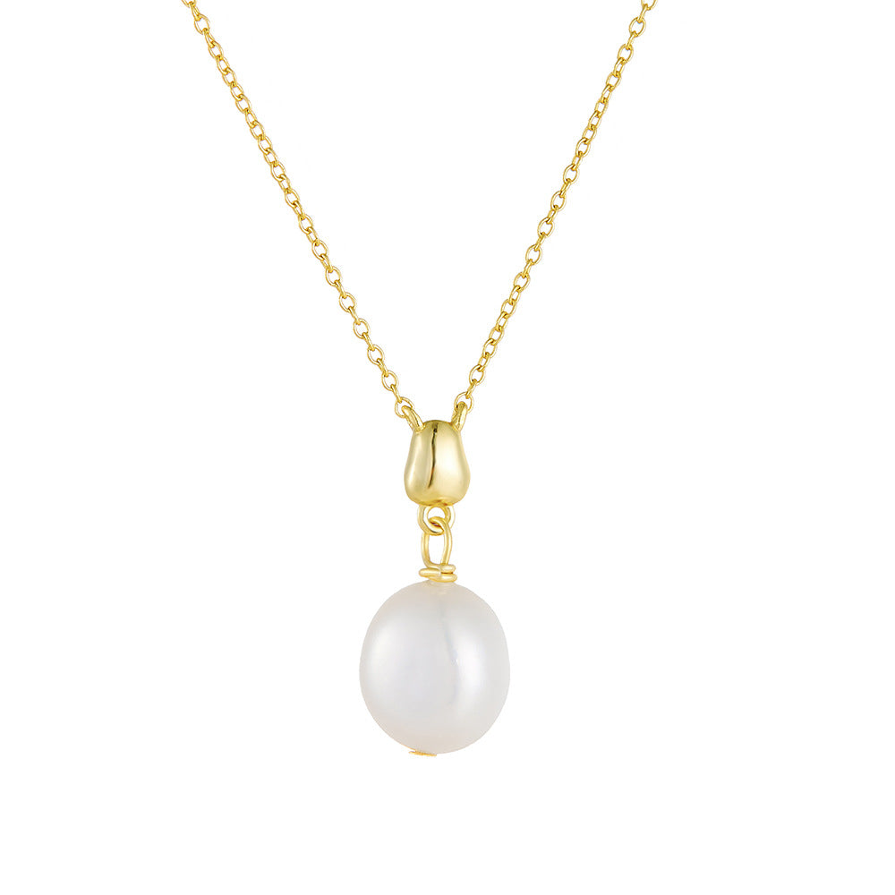European and American Cross-border S925 Sterling Silver Natural Baroque Pearl Pendant Necklace