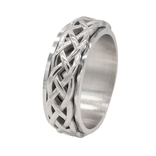 Titanium Steel Ring Rotatable Woven Design For Men And Unisex By Planderful Premium Durable