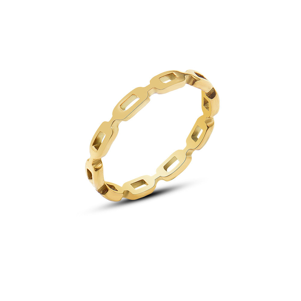 18k Gold French-Inspired Titanium Steel Hollow Index Finger Ring