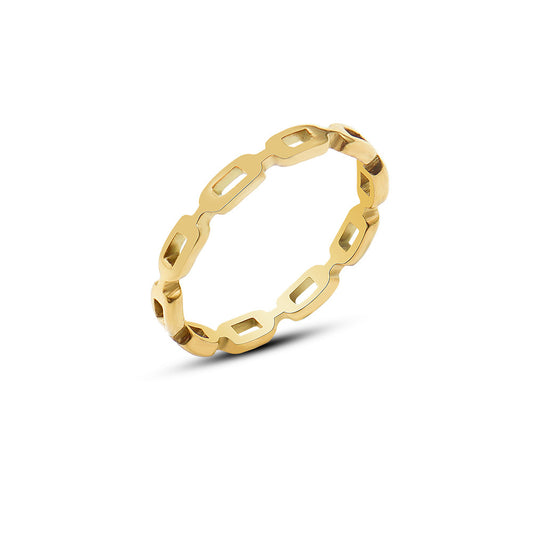 18k Gold French-Inspired Titanium Steel Hollow Index Finger Ring