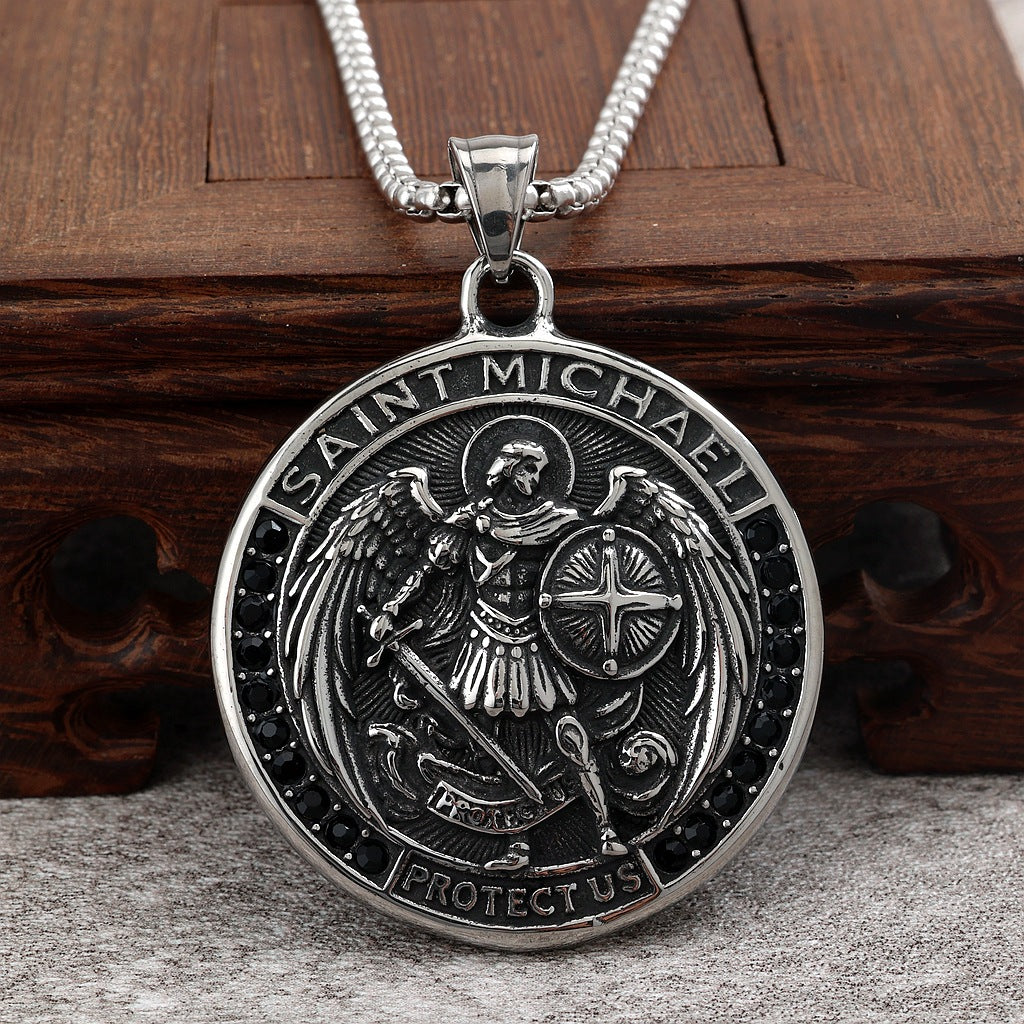 Vintage St. Michael Stainless Steel Men's Pendant Necklace