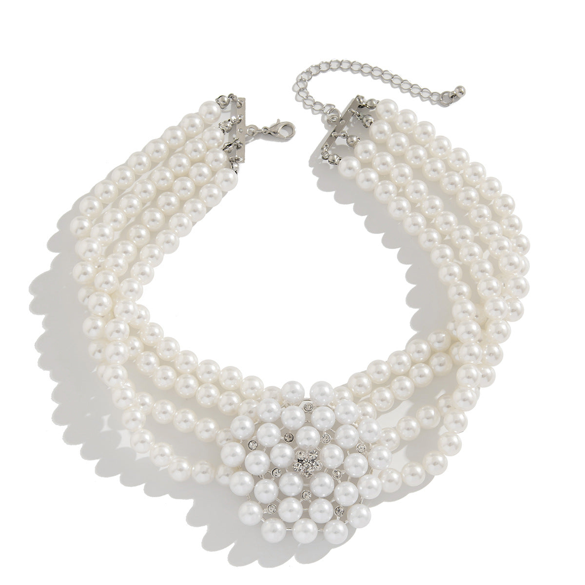 French-Inspired Pearl Flower Layered Choker