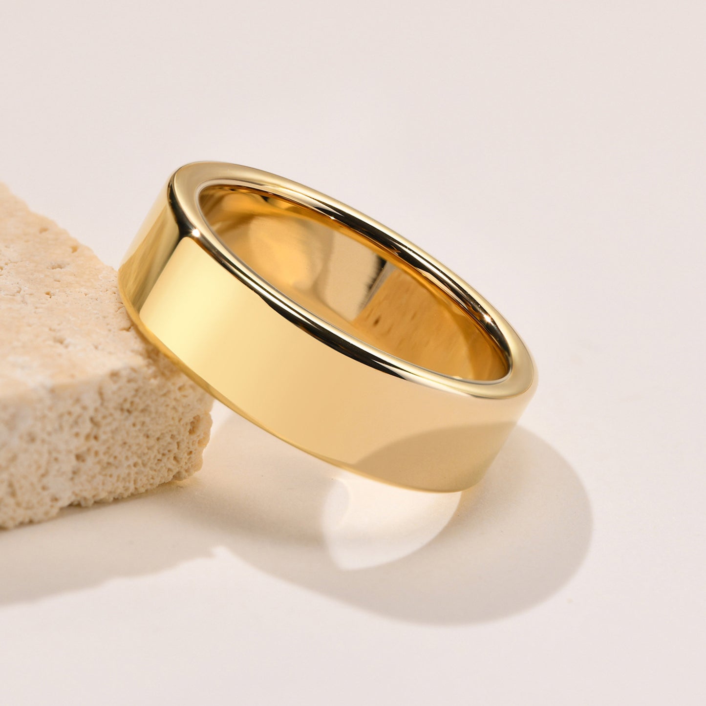 Tungsten Steel Glossy Ring Gold 2mm 4mm 6mm 8mm Plain Ring