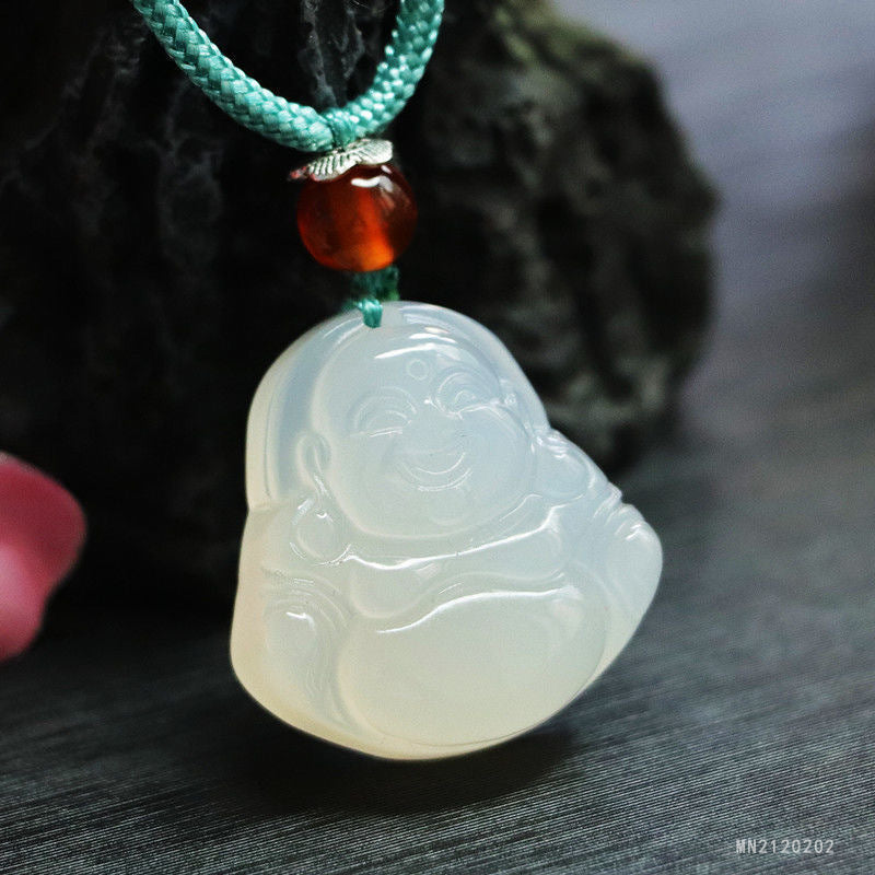 White Chalcedony Buddha Pendant