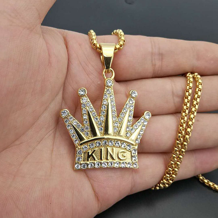Zircon Necklace - Statement Crown Pendant