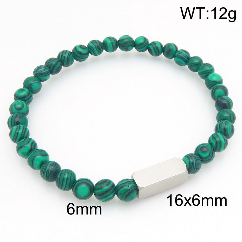 Stylish Stainless Steel Square Volcanic Stone Bracelet – Tiger's Eye Stone Matte Bead