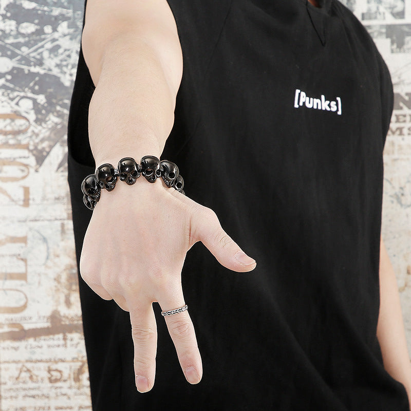 Planderful Titanium Steel Skull Bracelet For Men Trendy