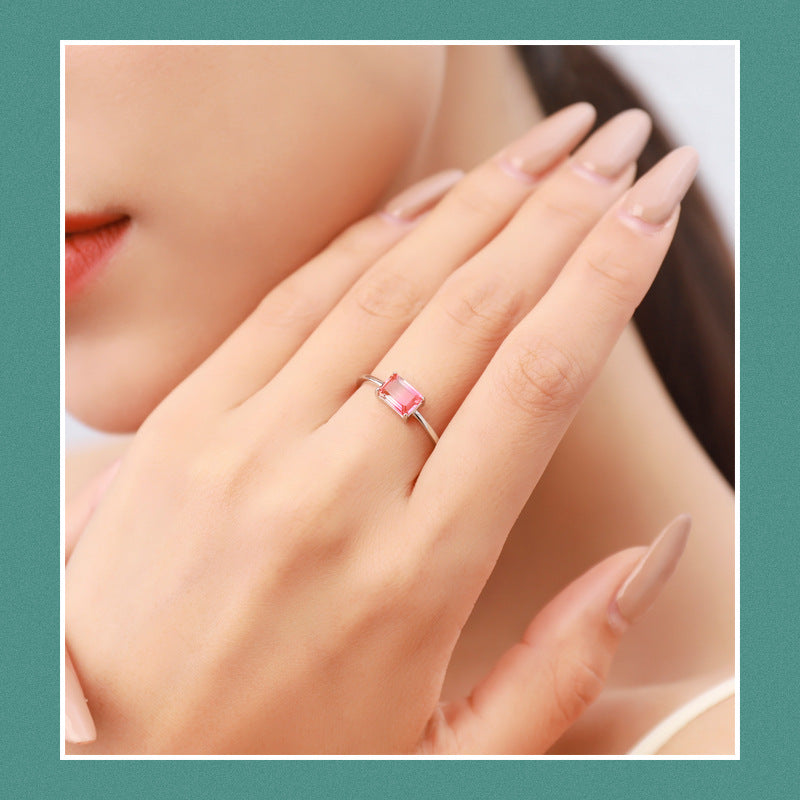 Elegant Sterling Silver Watermelon Tourmaline Ring for Women