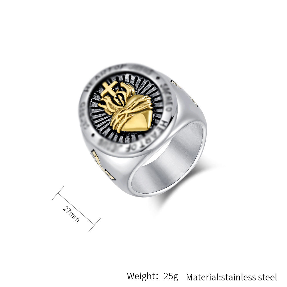 Steel Ring – Vintage Cross Ring For Men From Everyday Genie Collection In Stainless Steel