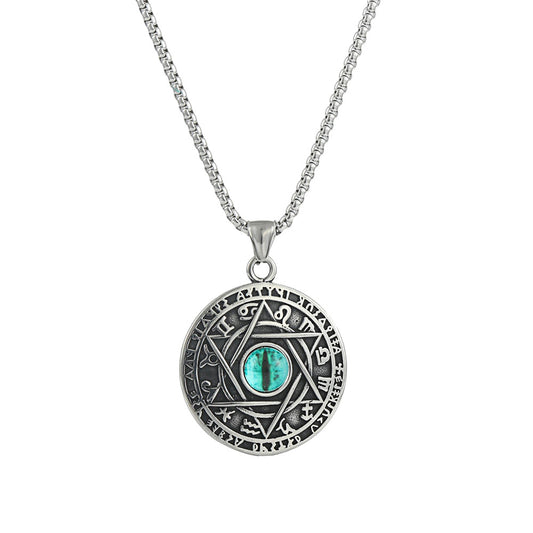 European And American Stainless Steel Hexagram Pendant Necklace for Men