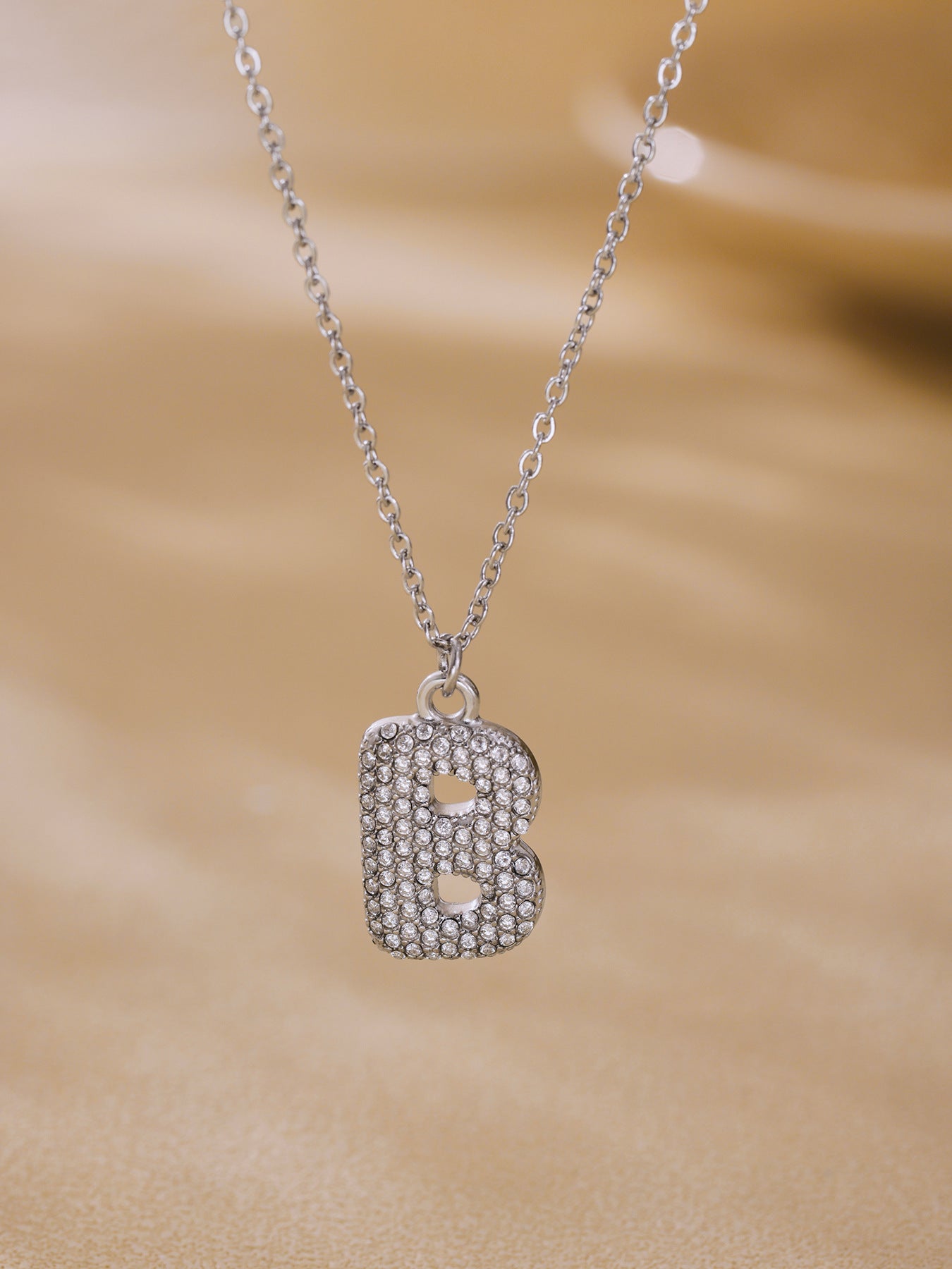 Planderful 26 Letter Zircon Necklace Gold Plated Hip Hop