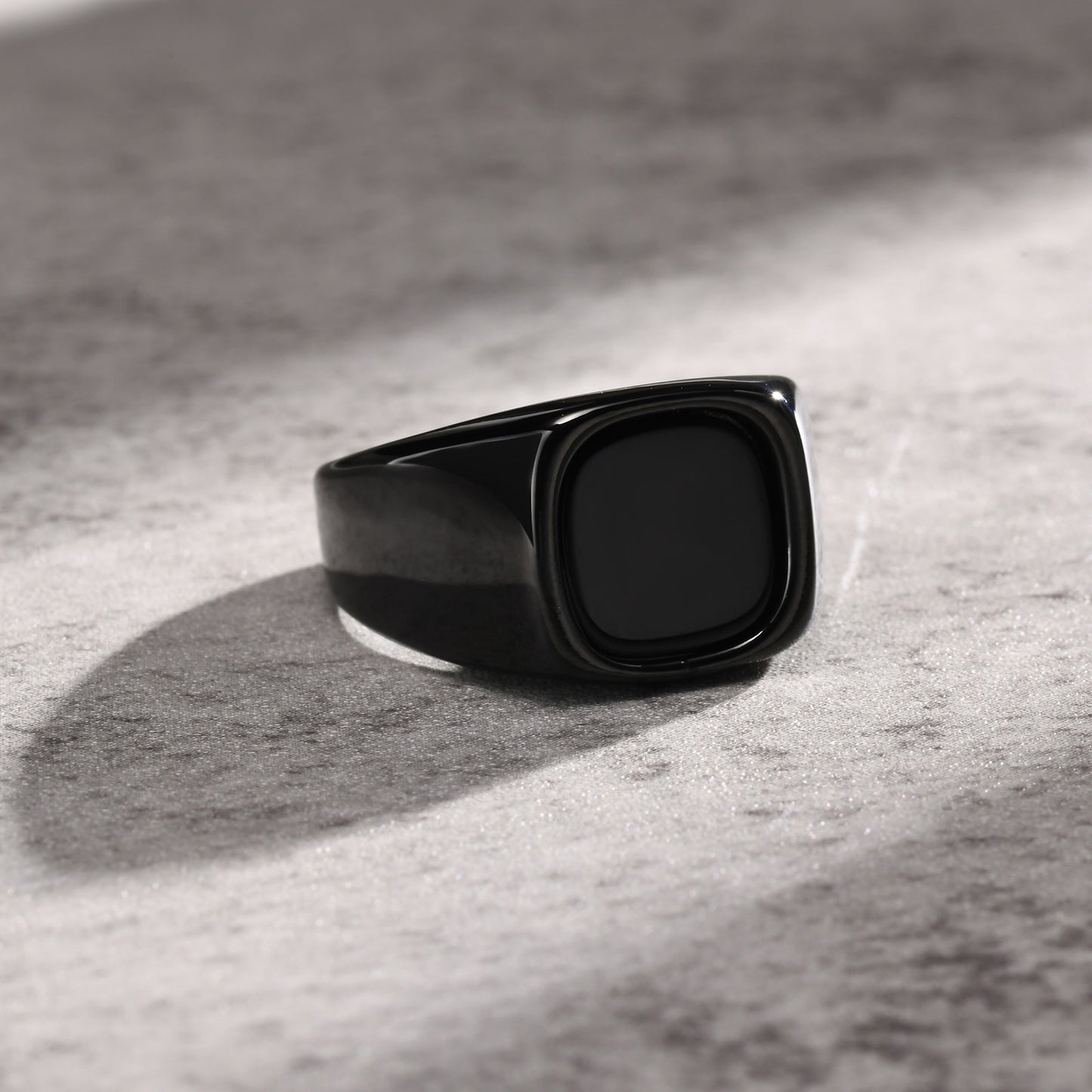 Stainless Steel Tiger Eye Men Ring Square Index Finger