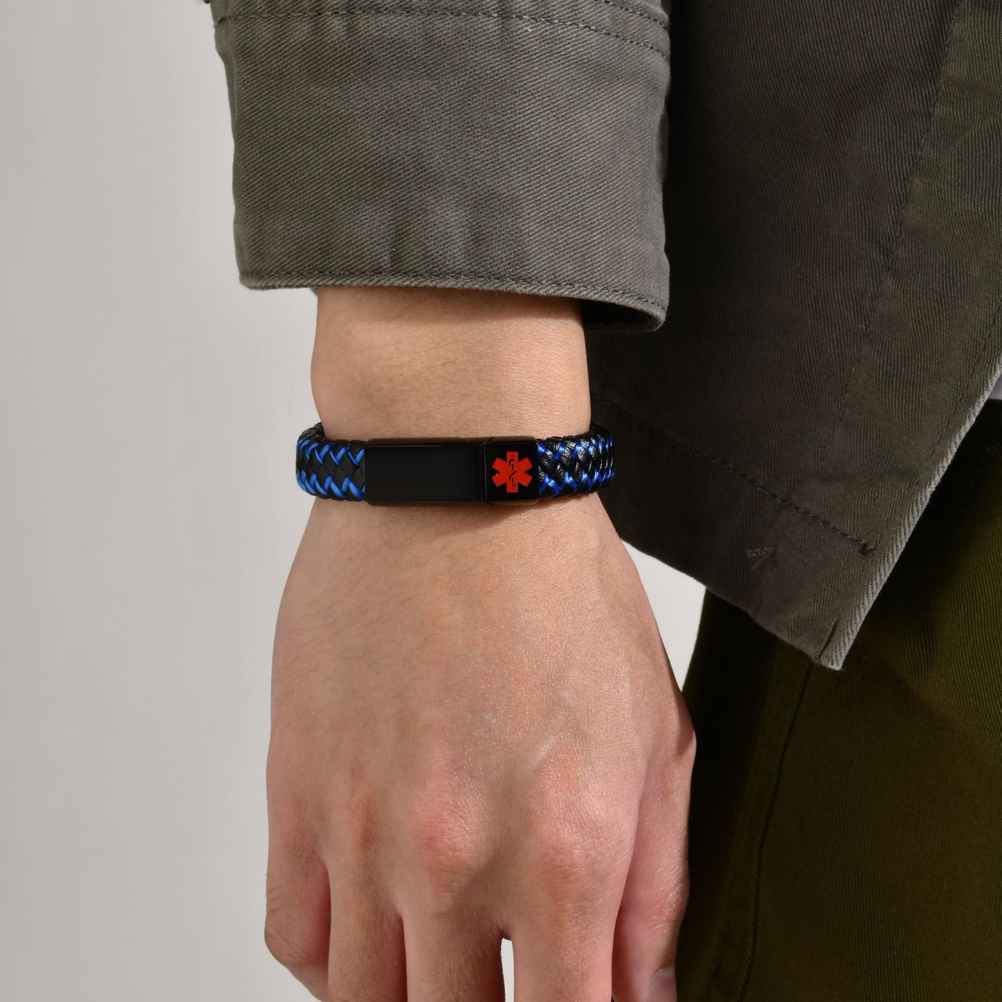 Stainless Steel Magnetic Buckle Red Medical Logo Bracelet for Men