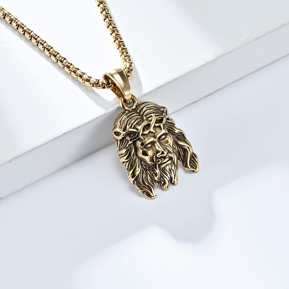 Planderful Collection Everyday Genie Pendant Necklace Unisex Steel Jewelry With Retro Portrait Charm For Trendsetters