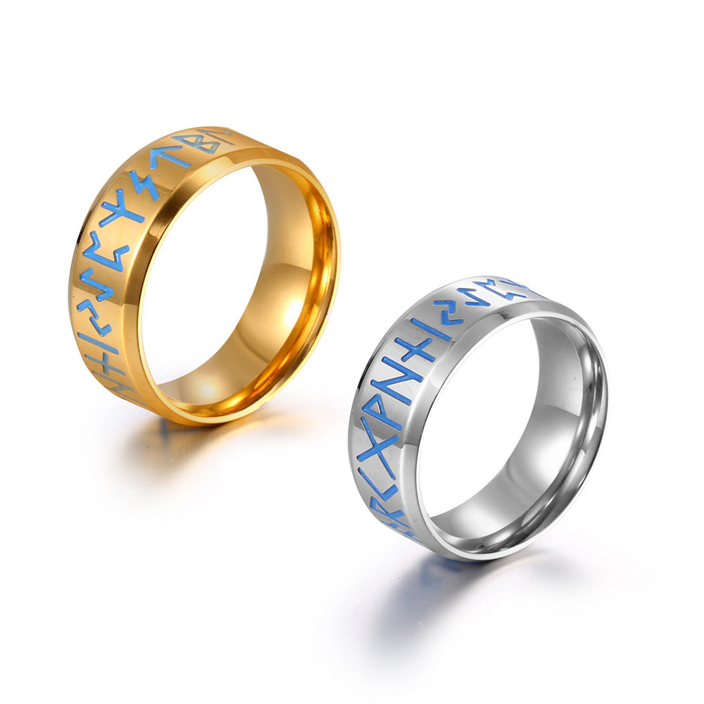 Two-Tone Titanium Steel Symbol Ring for Men - Simple and Stylish Personality Jewelry