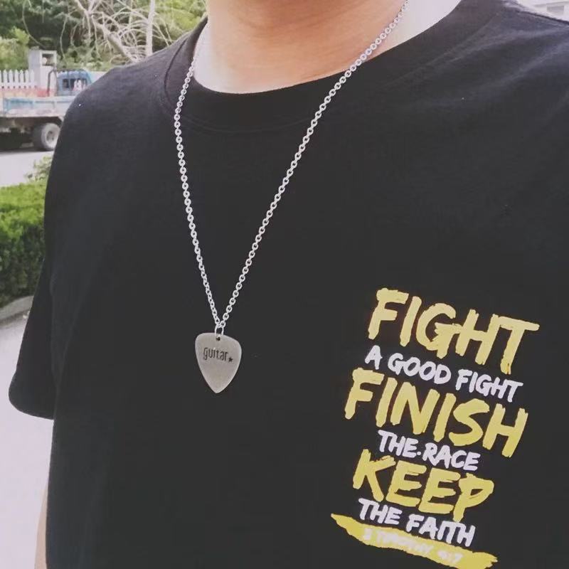 Planderful Jewelry Guitar Pick Steel Necklace