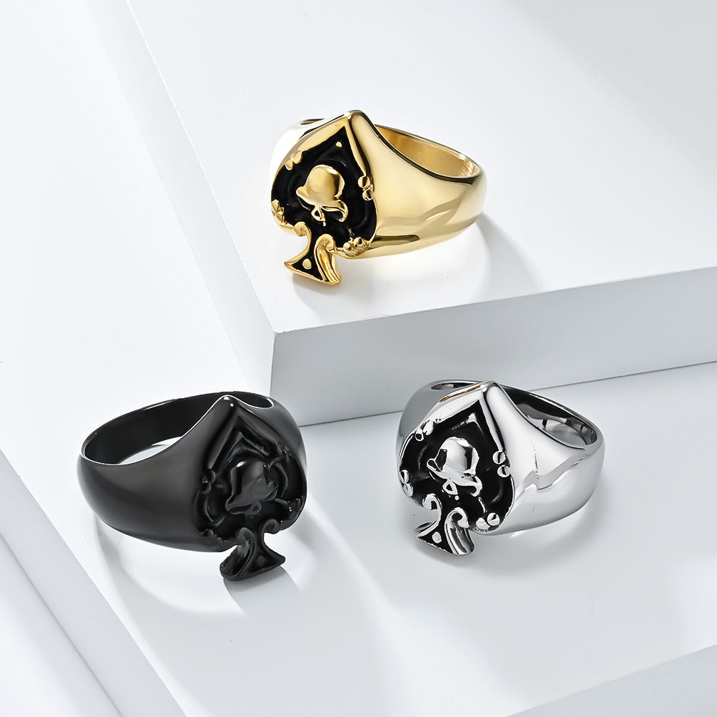 Dark Spade A Skull Stainless Steel Ring Men's Stainless Steel