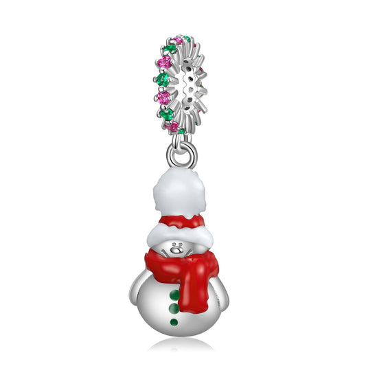 Christmas Snowman Zircon Silver Pendant