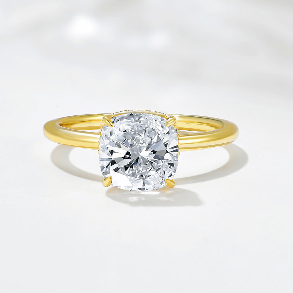 S925 Sterling Silver 2.5 Carat Zircon Ring Fat Square 8 Ice Flower Cut